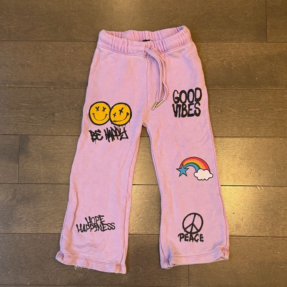Flowers by Zoe Pink Graphic Sweatpants - Good Vibes